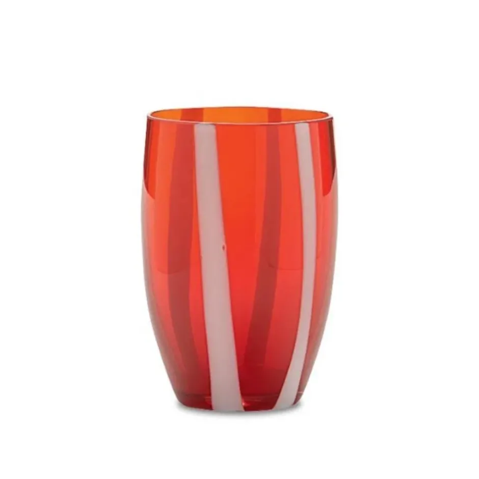 Pomegranate Inc Candy Striped Drinking Glass- Cranberry Red^ Glassware & Barware
