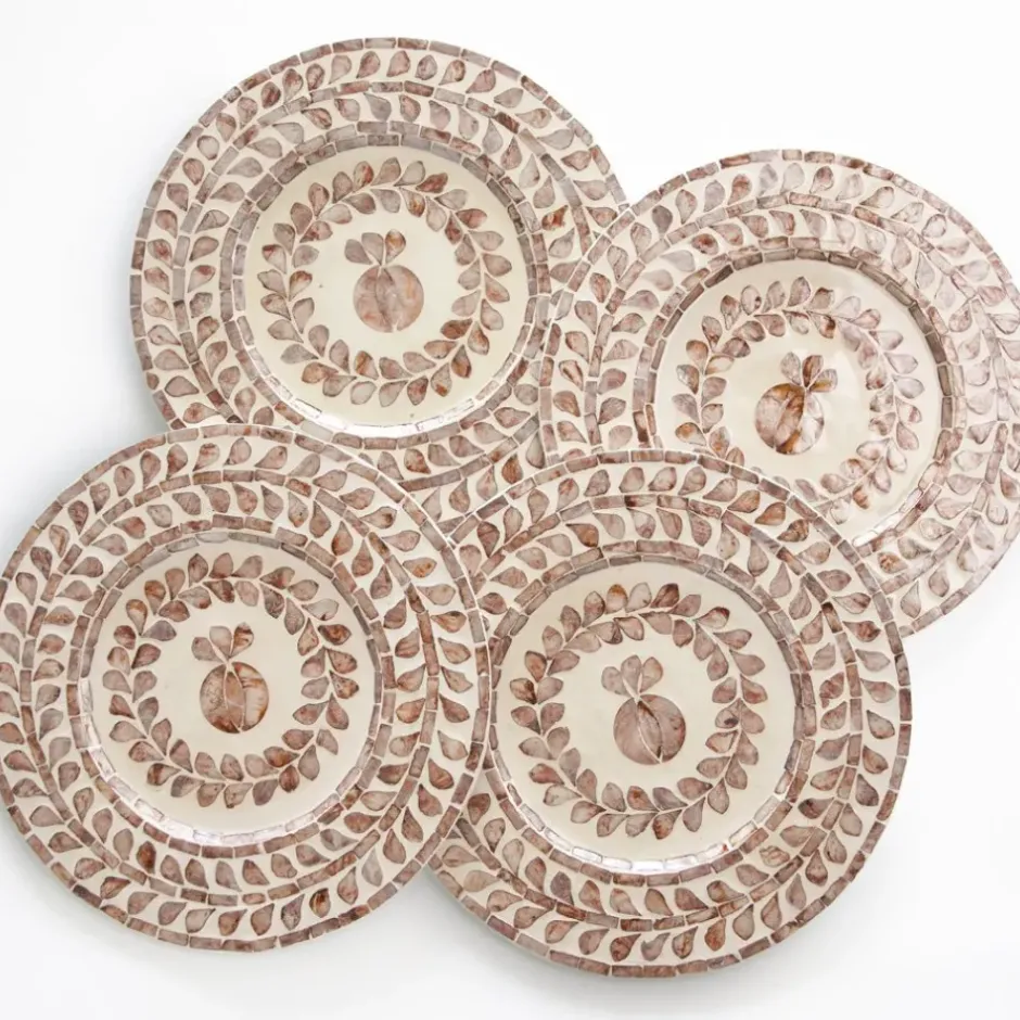 Pomegranate Inc Capiz Shell Pomegranate Charger Taupe | Set of 4^ Dinnerware