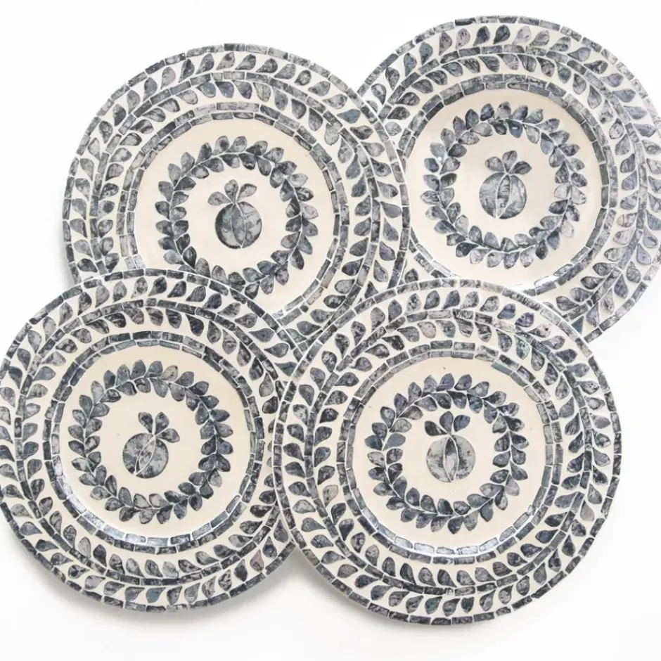 Pomegranate Inc Capiz Shell Pomegranate Charger Slate | Set of 4^ Dinnerware