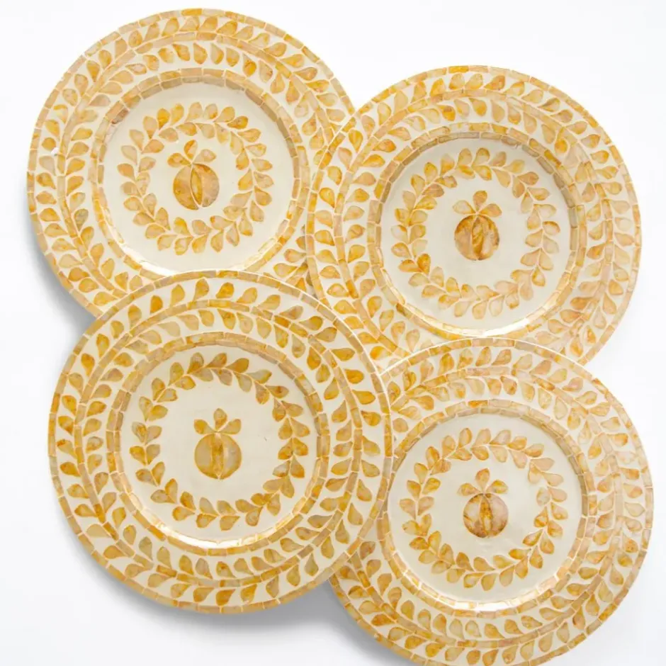 Pomegranate Inc Capiz Shell Pomegranate Charger Marigold | Set of 4^ Dinnerware