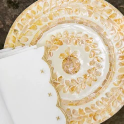 Pomegranate Inc Capiz Shell Pomegranate Charger Marigold | Set of 4^ Dinnerware