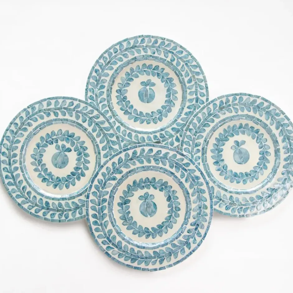 Pomegranate Inc Capiz Shell Pomegranate Charger Teal | Set of 4^ Dinnerware