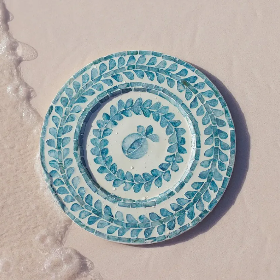 Pomegranate Inc Capiz Shell Pomegranate Charger Teal | Set of 4^ Dinnerware