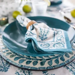 Pomegranate Inc Capiz Shell Pomegranate Charger Teal | Set of 4^ Dinnerware