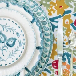 Pomegranate Inc Capiz Shell Pomegranate Charger Teal | Set of 4^ Dinnerware