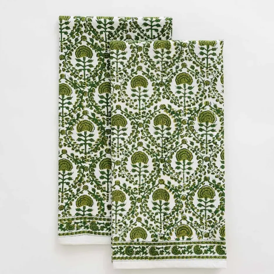 Pomegranate Inc Caroline Green Tea Towel | Set of 2^ Tea Towels