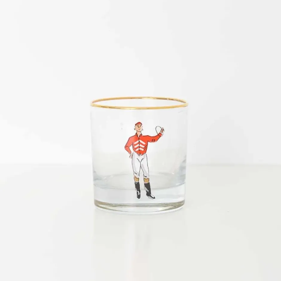 Pomegranate Inc Classic Jockey Silks Bourbon Glass Mixed Set of 4^ Glassware & Barware