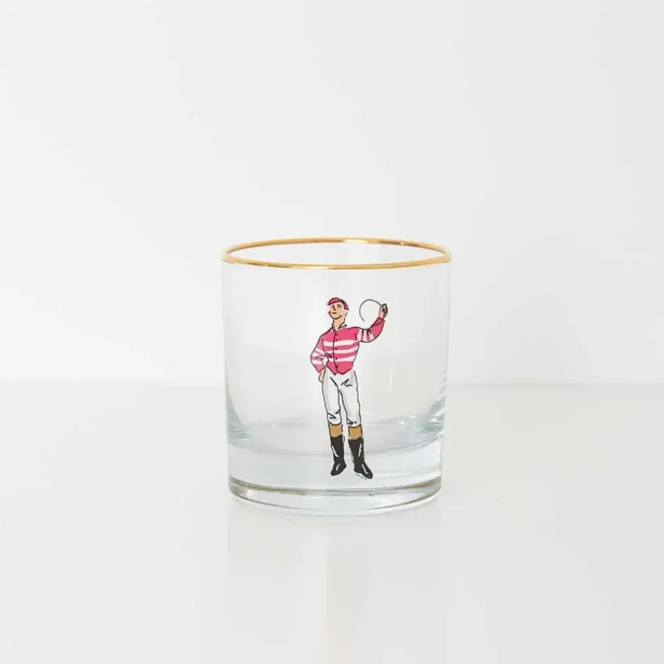 Pomegranate Inc Classic Jockey Silks Bourbon Glass Mixed Set of 4^ Glassware & Barware