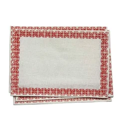 Pomegranate Inc Coral Bamboo Jute Placemat | Set of 4^ Woven Placemats
