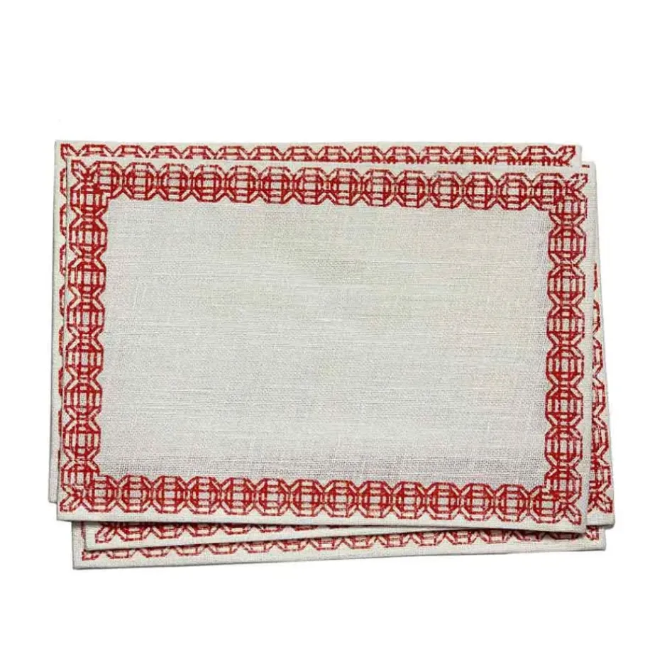 Pomegranate Inc Coral Bamboo Jute Placemat | Set of 4^ Woven Placemats