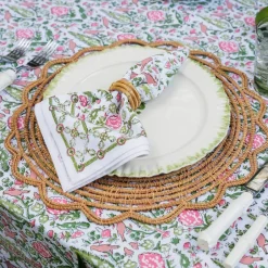 Pomegranate Inc Dove & Cypress Pink & Green Napkin | Set of 4^ Napkins