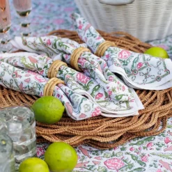 Pomegranate Inc Dove & Cypress Pink & Green Napkin | Set of 4^ Napkins