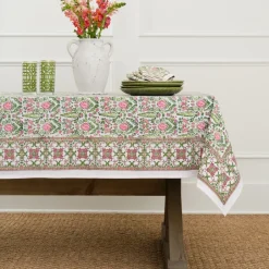 Pomegranate Inc Dove & Cypress Pink & Green Tablecloth^ Tablecloths