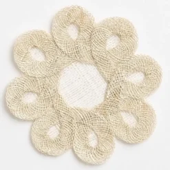 Pomegranate Inc Ecru Woven Doodles Coaster | Set of 4^ Woven Placemats