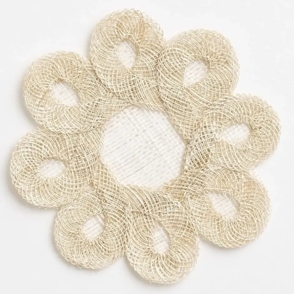 Pomegranate Inc Ecru Woven Doodles Coaster | Set of 4^ Woven Placemats