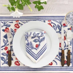 Pomegranate Inc Emma Red & Blue Napkin | Set of 4^ Napkins