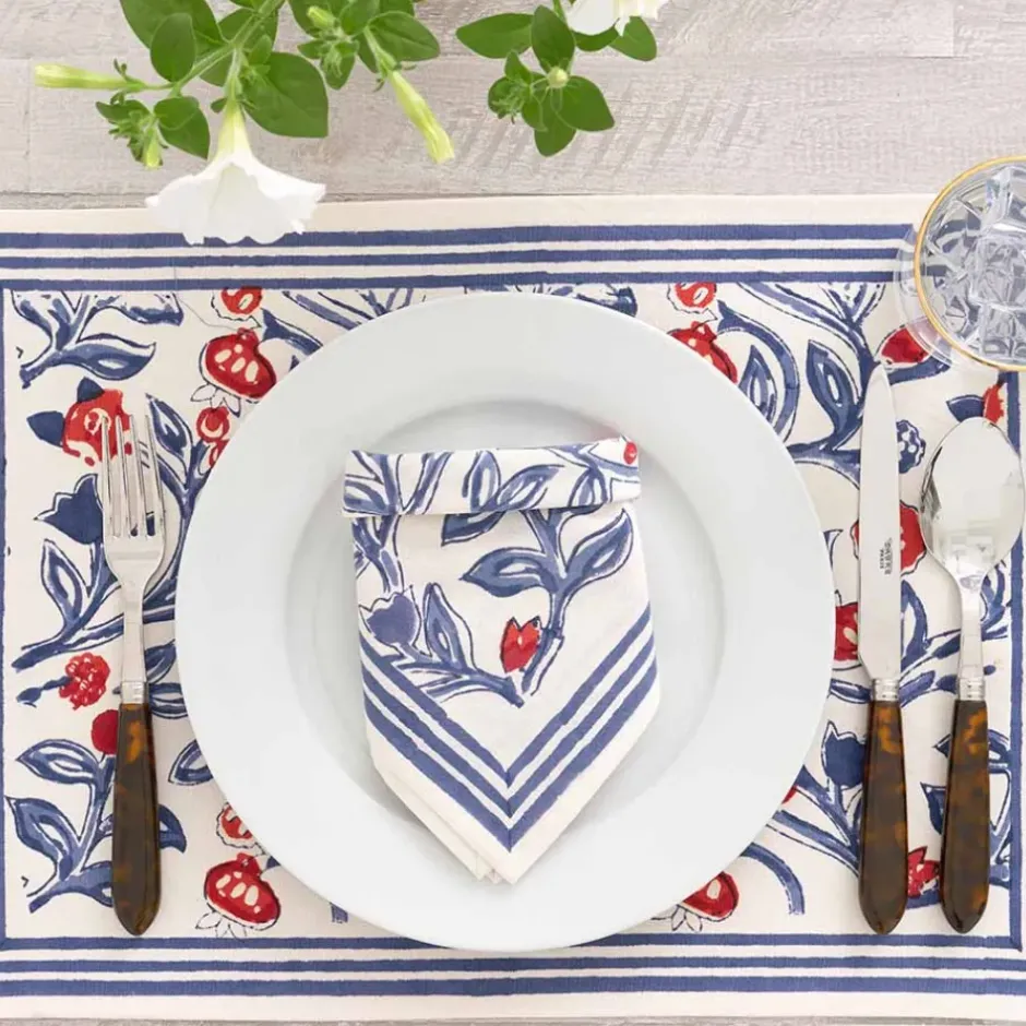 Pomegranate Inc Emma Red & Blue Placemat | Set of 4^ Printed Placemats