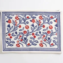 Pomegranate Inc Emma Red & Blue Placemat | Set of 4^ Printed Placemats