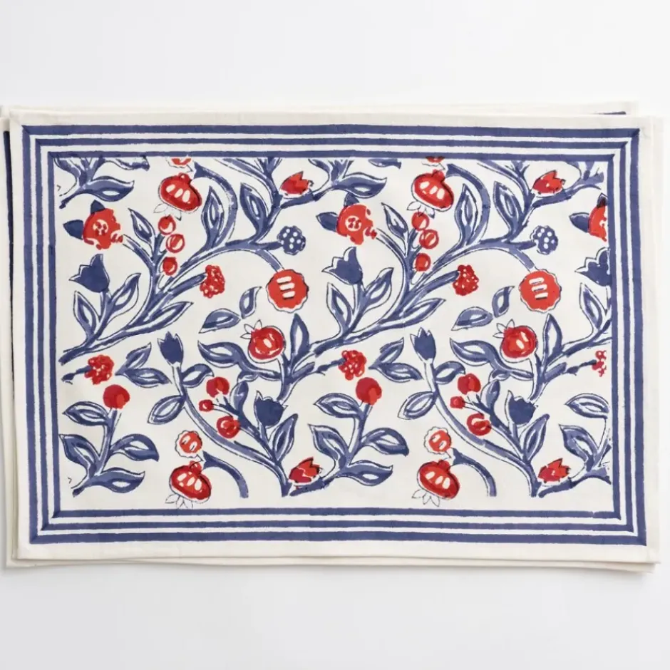 Pomegranate Inc Emma Red & Blue Placemat | Set of 4^ Printed Placemats