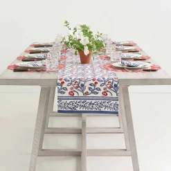 Pomegranate Inc Emma Red & Blue Table Runner^ Table Runners