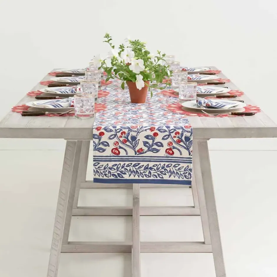 Pomegranate Inc Emma Red & Blue Table Runner^ Table Runners