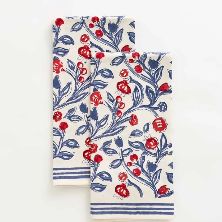Pomegranate Inc Emma Red & Blue Tea Towels^ Tea Towels