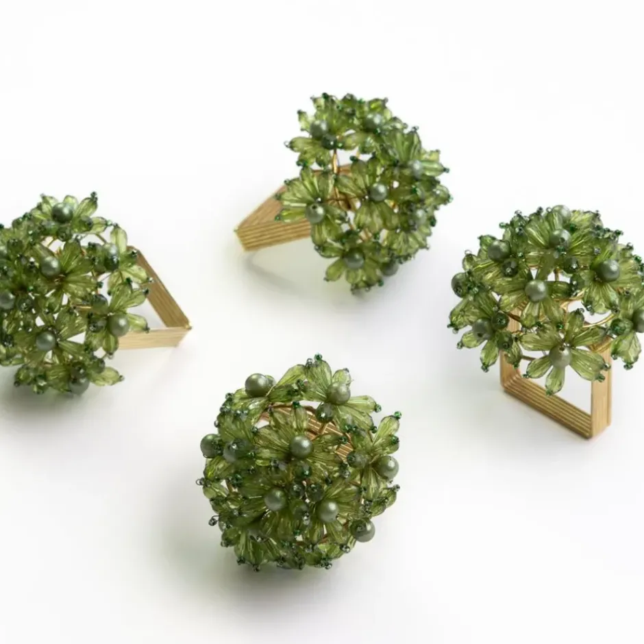 Pomegranate Inc Fern Bouquet Beaded Napkin Ring | Set of 4^ Napkin Rings