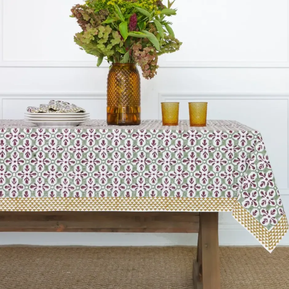 Pomegranate Inc Fleur de Lis Antique Jade Tablecloth^ Tablecloths
