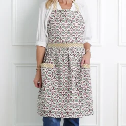 Pomegranate Inc Fleur de Lis Antique Jade Apron^ Aprons