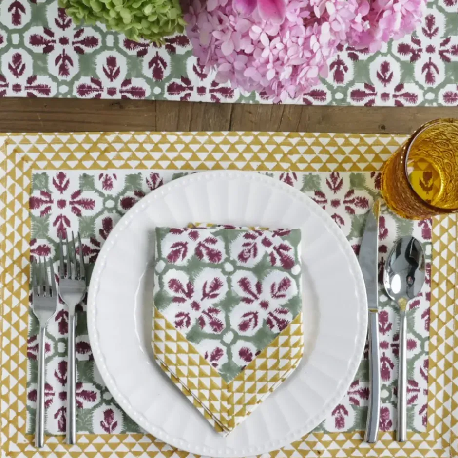 Pomegranate Inc Fleur de Lis Antique Jade Placemat | Set of 4^ Printed Placemats
