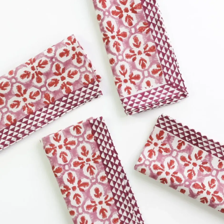 Pomegranate Inc Fleur de Lis Rose Napkin | Set of 4^ Napkins