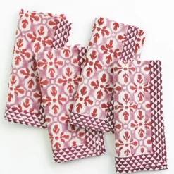 Pomegranate Inc Fleur de Lis Rose Napkin | Set of 4^ Napkins