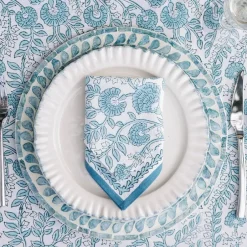Pomegranate Inc Floral Trellis Aqua Napkin | Set of 4^ Napkins