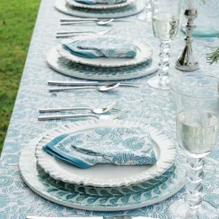 Pomegranate Inc Floral Trellis Aqua Tablecloth^ Tablecloths
