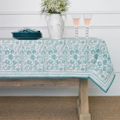 Pomegranate Inc Floral Trellis Aqua Tablecloth^ Tablecloths