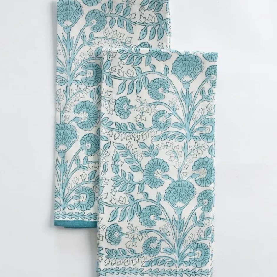 Pomegranate Inc Floral Trellis Aqua Tea Towels^ Tea Towels