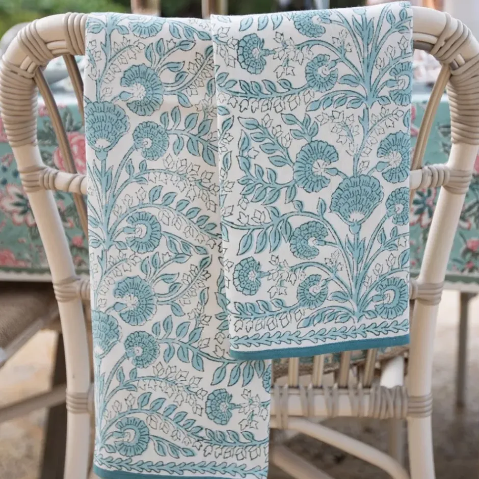 Pomegranate Inc Floral Trellis Aqua Tea Towels^ Tea Towels