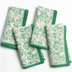 Pomegranate Inc Gardenia Vine Emerald Napkin | Set of 4^ Napkins
