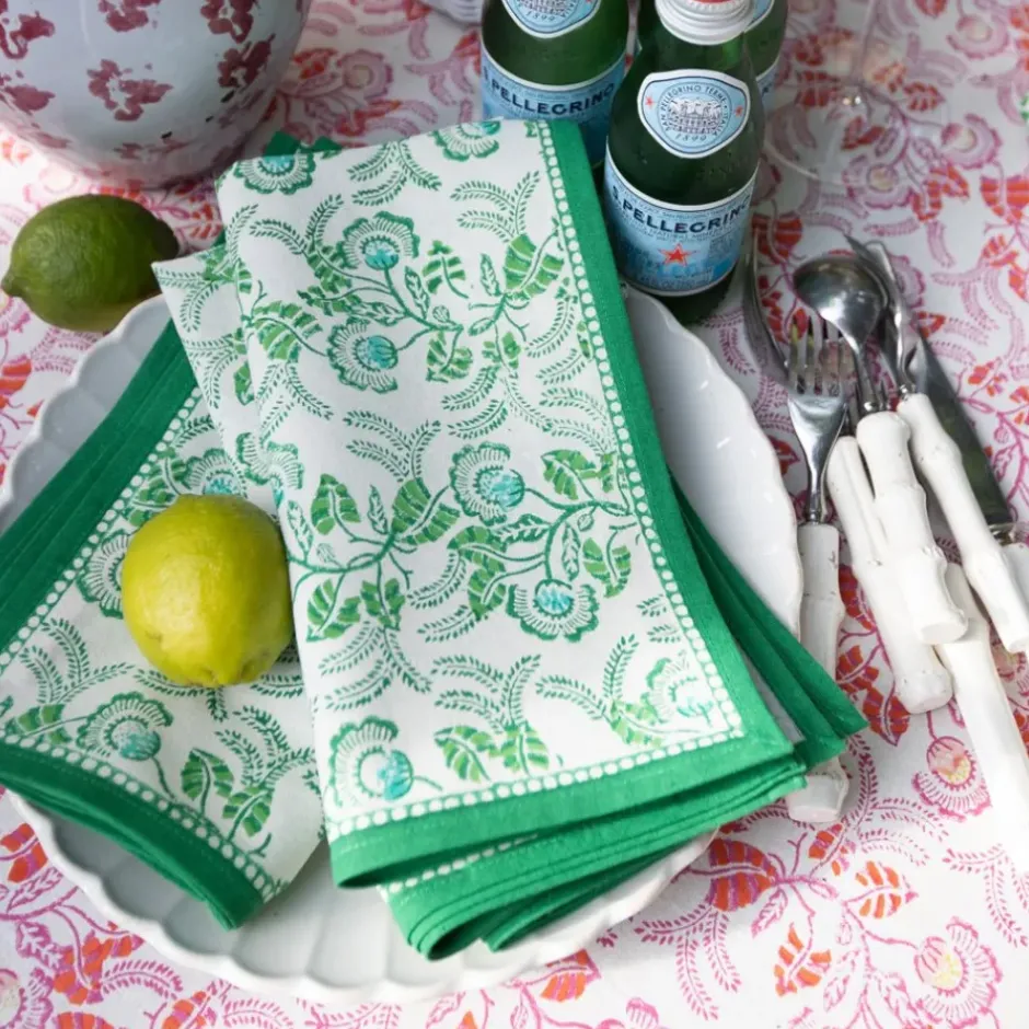 Pomegranate Inc Gardenia Vine Emerald Napkin | Set of 4^ Napkins
