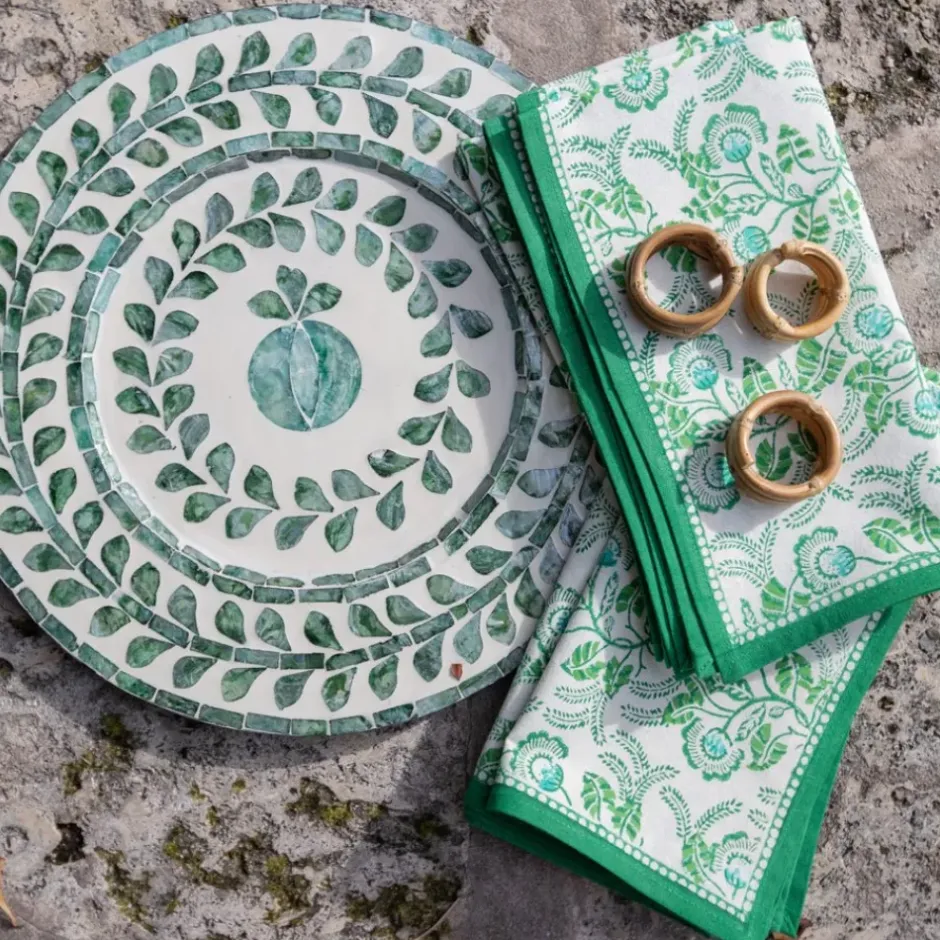 Pomegranate Inc Gardenia Vine Emerald Napkin | Set of 4^ Napkins