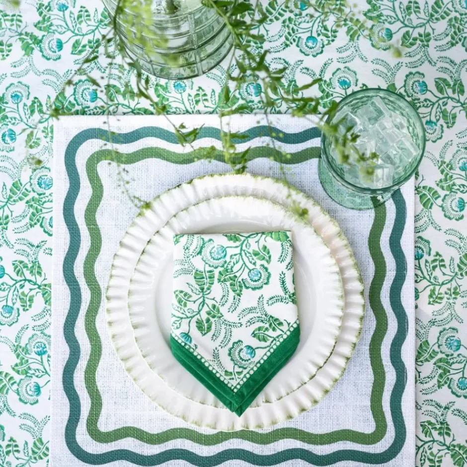 Pomegranate Inc Gardenia Vine Emerald Napkin | Set of 4^ Napkins