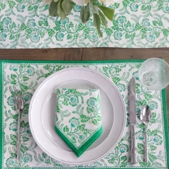 Pomegranate Inc Gardenia Vine Emerald Placemat | Set of 4^ Printed Placemats