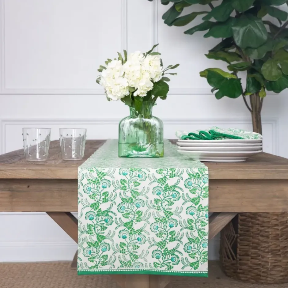 Pomegranate Inc Gardenia Vine Emerald Table Runner^ Table Runners