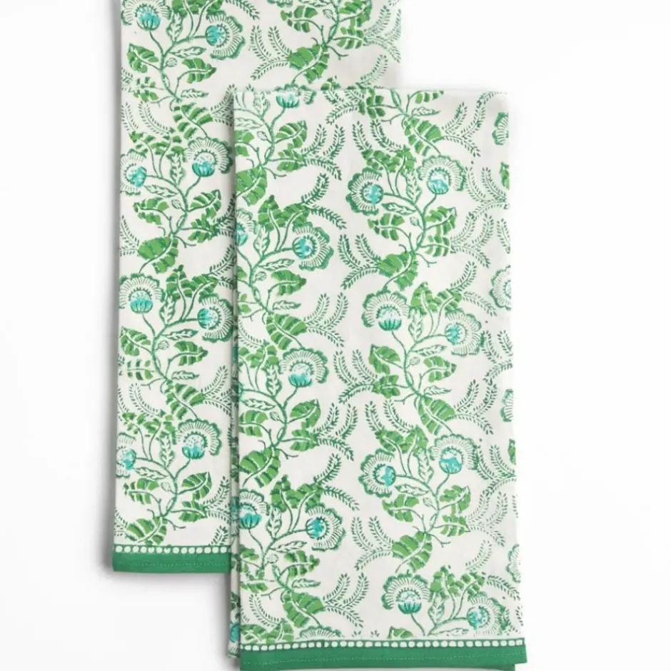 Pomegranate Inc Gardenia Vine Emerald Tea Towels^ Tea Towels