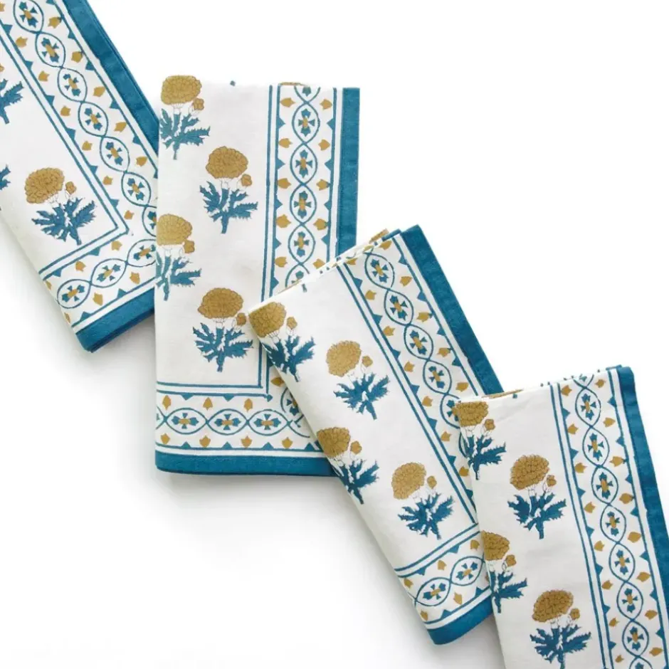 Pomegranate Inc Gaya Teal & Marigold Napkin | Set of 4^ Napkins