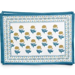 Pomegranate Inc Gaya Teal & Marigold Placemat | Set of 4^ Printed Placemats