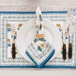 Pomegranate Inc Gaya Teal & Marigold Placemat | Set of 4^ Printed Placemats