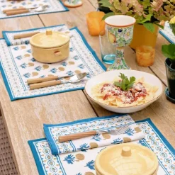 Pomegranate Inc Gaya Teal & Marigold Placemat | Set of 4^ Printed Placemats