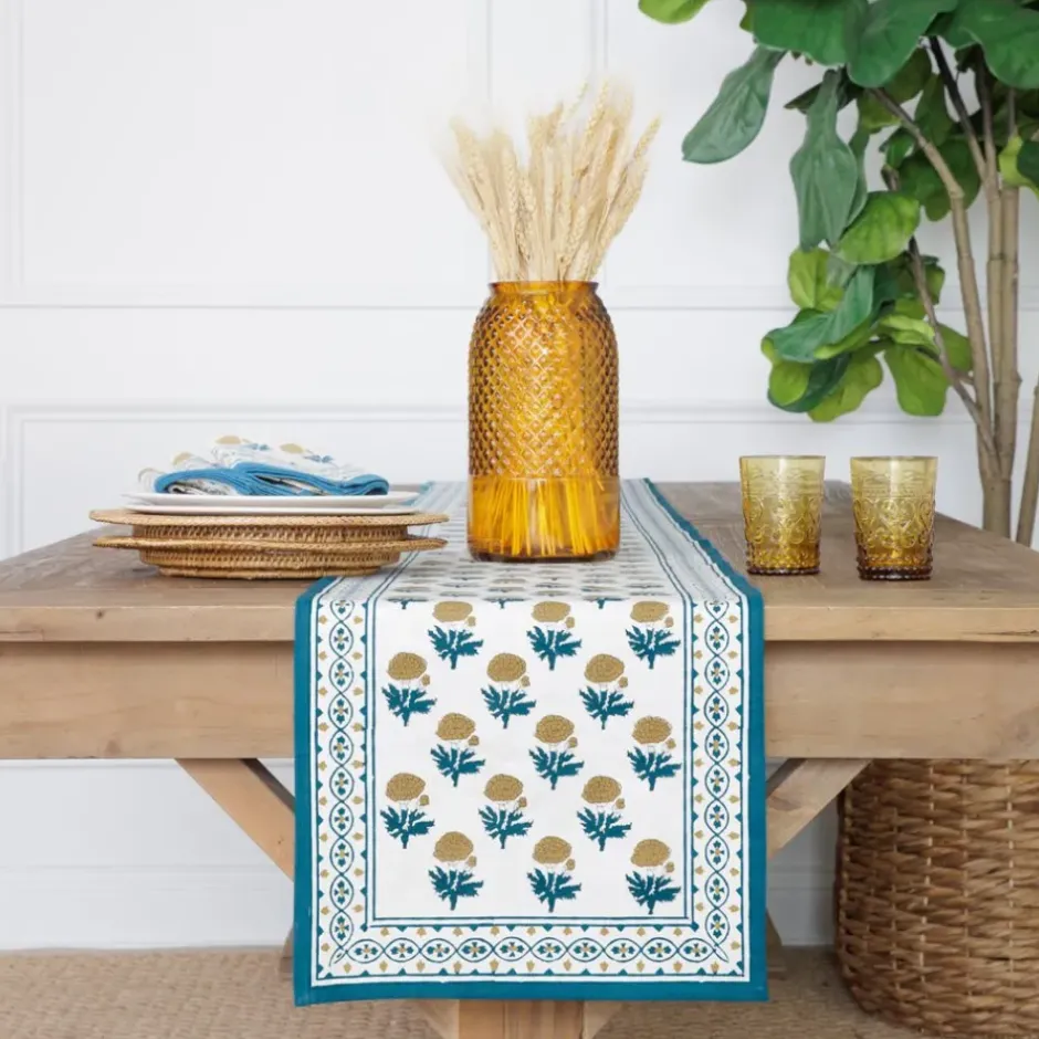 Pomegranate Inc Gaya Teal & Marigold Table Runner^ Table Runners