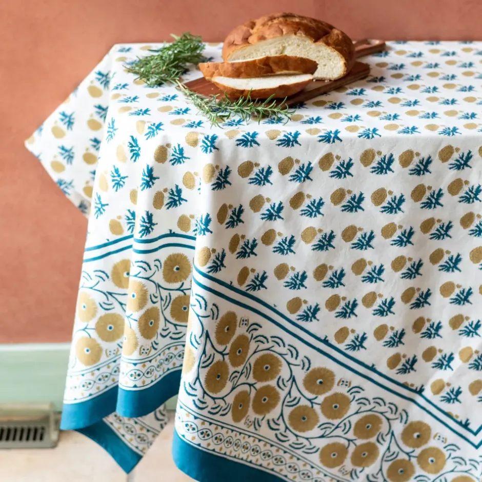 Pomegranate Inc Gaya Teal & Marigold Tablecloth^ Tablecloths